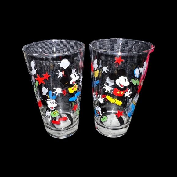 Set of 2 Libby Micky Mouse Clear Drinking Glasses 14oz - Picture 2 of 3